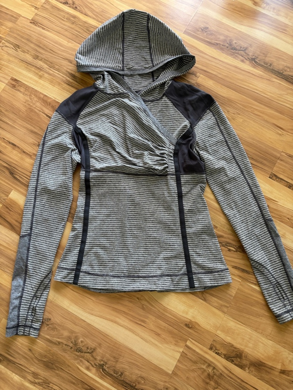 Lululemon Striped Hooded Athletic Pullover - Gray